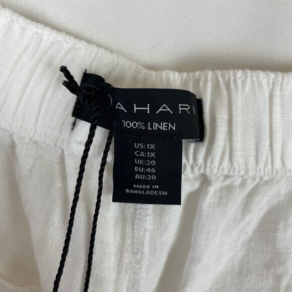 Tahari Women's 100% Linen White Shorts 6" Inseam Elastic Tie Waist Size 1X - Picture 4 of 8